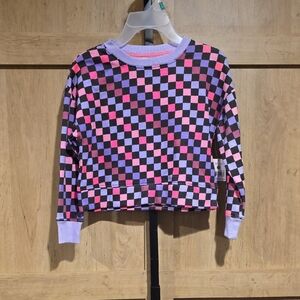 (J58) Colorful Checkered Girls Sweater Sz 7/8